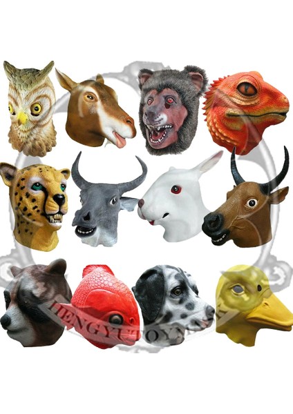 Pembemsi Gri Lateks Hayvan Kafası Tavşan Kertenkele Ayı Su Aygırı Maskesi Süslü Elbise Kostüm Sahne Parti Maskesi (Yurt Dışından) fiyatları