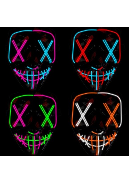 A-11 Aydınlık LED Anonim Yüz Tasfiye Maskesi Cosplay Parti Malzemeleri Parlayan El Tel Hacker Maskesi Cadılar Bayramı Neon Işık Korkunç Maskara (Yurt Dışından)