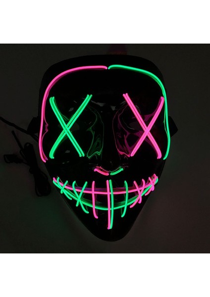 A-11 Aydınlık LED Anonim Yüz Tasfiye Maskesi Cosplay Parti Malzemeleri Parlayan El Tel Hacker Maskesi Cadılar Bayramı Neon Işık Korkunç Maskara (Yurt Dışından)