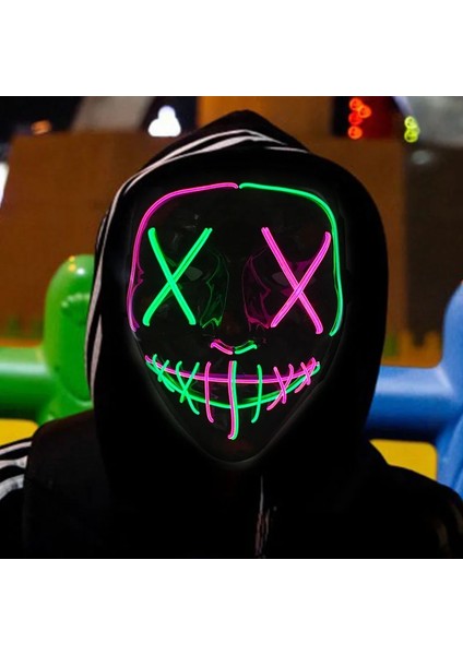A-11 Aydınlık LED Anonim Yüz Tasfiye Maskesi Cosplay Parti Malzemeleri Parlayan El Tel Hacker Maskesi Cadılar Bayramı Neon Işık Korkunç Maskara (Yurt Dışından)