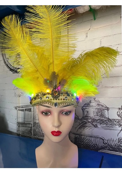 Turuncu LED Işık Up Glow Kadın Kızlar Tüy Kafa Bandı Kokteyl Parti Oryantal Saç Giyim Cosplay Doğum Günü Festivali Düğün Karnaval Bar (Yurt Dışından) modelleri