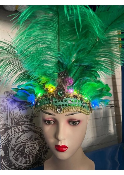 Turuncu LED Işık Up Glow Kadın Kızlar Tüy Kafa Bandı Kokteyl Parti Oryantal Saç Giyim Cosplay Doğum Günü Festivali Düğün Karnaval Bar (Yurt Dışından) fırsatları
