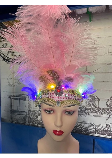 Turuncu LED Işık Up Glow Kadın Kızlar Tüy Kafa Bandı Kokteyl Parti Oryantal Saç Giyim Cosplay Doğum Günü Festivali Düğün Karnaval Bar (Yurt Dışından) indirimleri