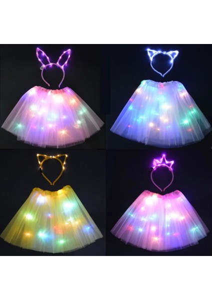 19 Genç Veya Yetişkin Için Kız Kadın LED Etek Peri Işık Tutu Glow Kedi Tavşan Kulak Taç Bandı Parti Hediye Doğum Günü Kostüm Düğün Cadılar Bayramı Noel (Yurt Dışından) modelleri
