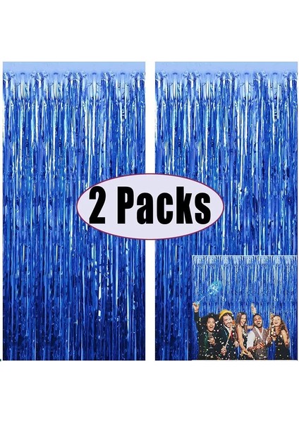 Altın 2 Paket 1x2 M Mavi Metalik Folyo Tinsel Saçak Perde Zemin Doğum Günü Düğün Bekarlığa Veda Partisi Dekorasyon Yetişkin Yıldönümü (Yurt Dışından) fırsatları