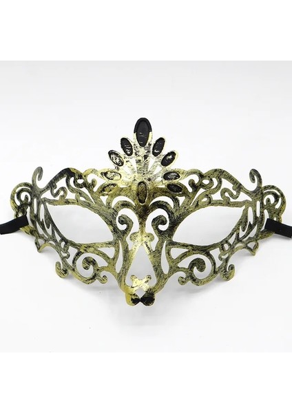 Stil 19 1 Adet Inanılmaz Maske Antik Altın ve Gümüş Caz Düz Kafa Maskesi Topu Parti Toplama Erkekler ve Kadınlar Cosplay Yarım Maske Dekorasyon (Yurt Dışından)
