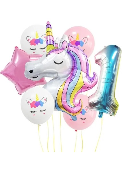 7 Adet Numarası 1 1 Takım Gökkuşağı Unicorn Balon Unicorn Doğum Günü Süslemeleri 32 Inç Numarası Folyo Balonlar 1st Çocuk Doğum Günü Partisi Bebek Duş Globos (Yurt Dışından)