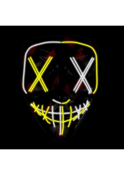 A-23 Aydınlık LED Anonim Yüz Tasfiye Maskesi Cosplay Parti Malzemeleri Parlayan El Tel Hacker Maskesi Cadılar Bayramı Neon Işık Korkunç Maskara (Yurt Dışından)