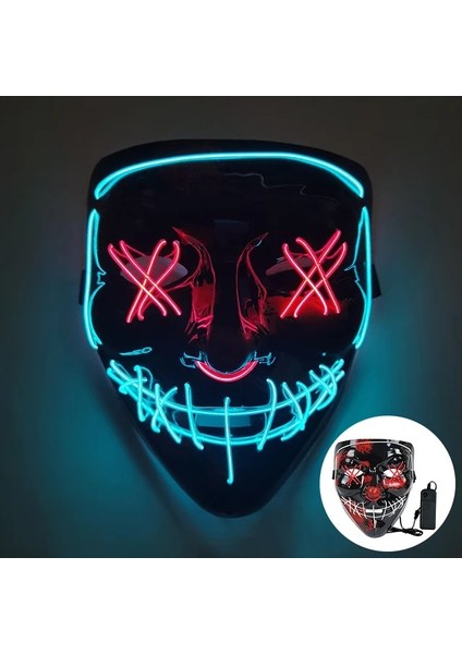 L02 1p Korkunç Cadılar Bayramı Colplay Light Up Tasfiye Maskesi Cadılar Bayramı Masquerade Partisi LED Yüz Maskeleri Çocuklar Erkekler Kadınlar Için Karanlıkta Parlayan Maske (Yurt Dışından)