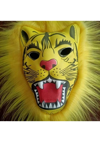 Sarı Saç Peluş Hayvan Maskesi Kaplan Maskesi Yumuşak Kürk Cadılar Bayramı Plastik Maske Çocuk Oyuncak Masquerade Parti Faaliyetleri Cosplay (Yurt Dışından) modelleri