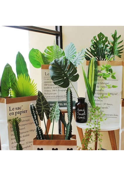 Küçük Monstera Koyu 39 Stiller Büyük Yeşil Yapay Tropikal Palmiye Ağacı Monstera Yaprakları Ev Bahçe Ofis Yatak Odası Dekorasyon Fotoğraf Arka Plan (Yurt Dışından)