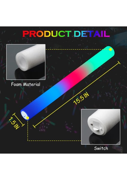 15 Adet 12/15/30/60 Adet LED Parlak Çubuk Kolye Toplu Renkli Rgb Parlak Köpük Sopa Tezahürat Floresan Lamba Noel Doğum Günü Düğün Parti Malzemeleri (Yurt Dışından) indirimleri