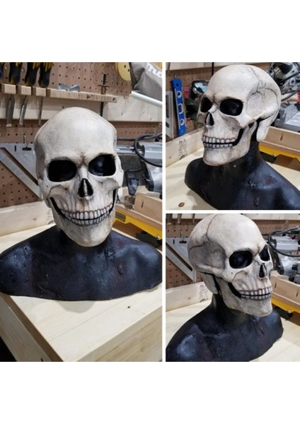 A-No Işık Cadılar Bayramı Maskesi Hareketli Çene Tam Kafa Kafatası Maskesi Kask Cadılar Bayramı Korku Korkunç Maske Cosplay Misk Parti Dekor 2022 Kafatası Kask (Yurt Dışından)