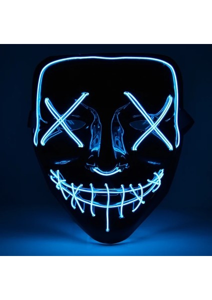 Mavi LED Cosmask Cadılar Bayramı Neon Maske LED Maske Masque Masquerade Parti Maskeleri Karanlıkta Işık Glow Cadılar Bayramı Cosplay Kostüm Malzemeleri (Yurt Dışından)