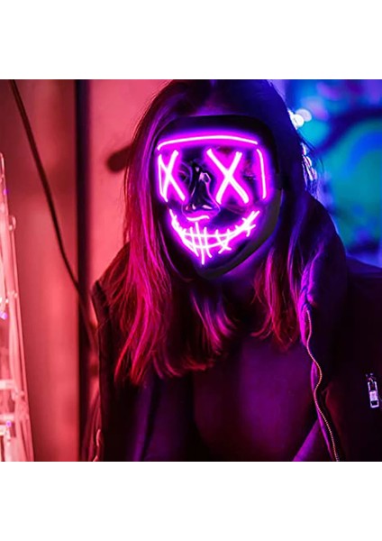 Mavi LED Cosmask Cadılar Bayramı Neon Maske LED Maske Masque Masquerade Parti Maskeleri Karanlıkta Işık Glow Cadılar Bayramı Cosplay Kostüm Malzemeleri (Yurt Dışından) fırsatları