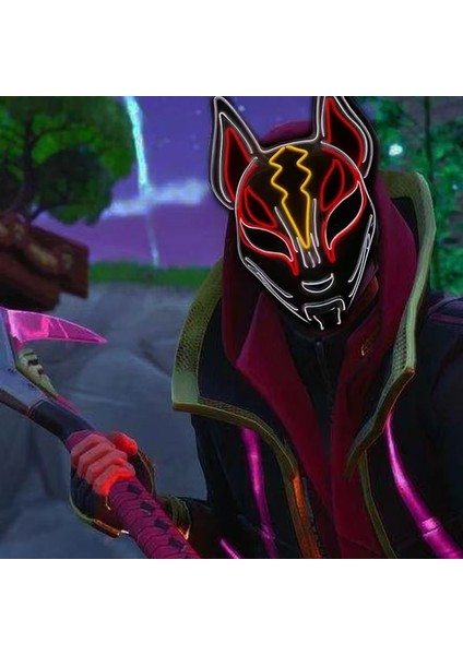 Turuncu Cadılar Bayramı Tilki Maskesi Cosplay Parti LED Glow Maske Japon Anime Tilki Maskesi Renkli Neon Işık El Maskesi Karanlıkta Glow Kulübü Sahne (Yurt Dışından) indirimleri
