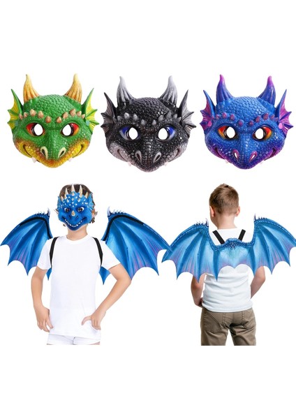 Set 1 Dinozor Maskesi Kanatları Çocuklar Çocuklar Için Ejderha Cosplay Kostüm Sahne Masquerade Parti Doğum Günü Karnaval Cadılar Bayramı Gösterisi Maskesi (Yurt Dışından) fiyatları