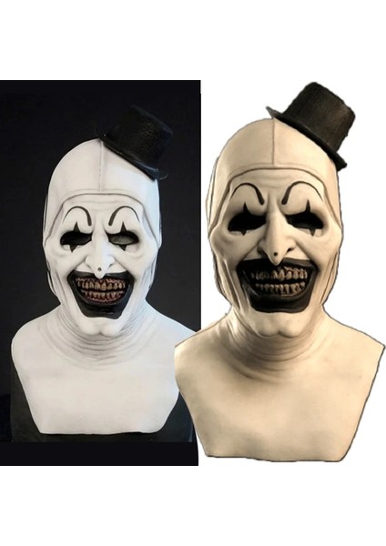 Palyaço Giysileri L Terrifier Sanat Palyaço Korku Maskesi Cosplay Komik Evil Joker Şapka Lateks Maskeleri Cadılar Bayramı Partisi Kostüm Sahne (Yurt Dışından)