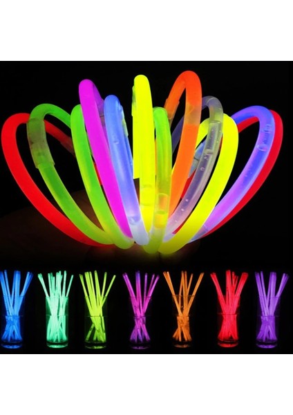 100 Adet Pembe 50/100 Adet Parti Floresan Hafif Parlamalı Çubuklar Bilezikler Kolye Neon Düğün Parti Için Kızdırma Çubukları Parlak Renkli Parlak Çubuk Kolye (Yurt Dışından)