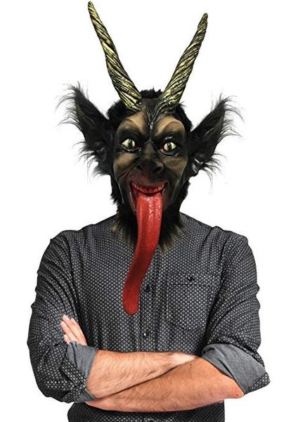 Stil 7 Boynuz Şeytan Şeytan Lateks Maske Gerçekçi Krampus Şeytan Maskesi Noel Kostüm Şapkalar Parti Korkunç Sahne (Yurt Dışından) indirimleri