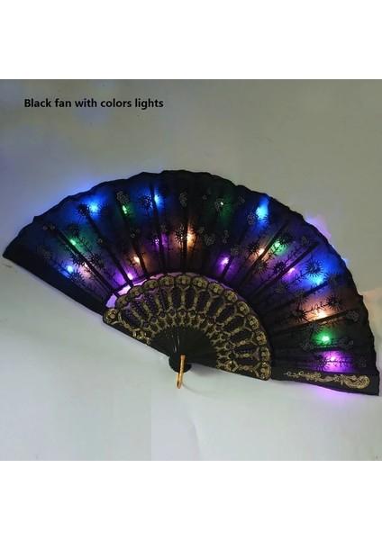 Stil 7 LED Glow Tavuskuşu Çin El Fan Sahne Performansı Gösterisi Işık Doğum Günü Partisi Hediye Düğün Gece Bar Floresan Sahne Cadılar Bayramı (Yurt Dışından)