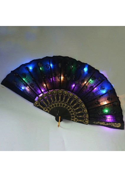 Stil 7 LED Glow Tavuskuşu Çin El Fan Sahne Performansı Gösterisi Işık Doğum Günü Partisi Hediye Düğün Gece Bar Floresan Sahne Cadılar Bayramı (Yurt Dışından) indirimleri