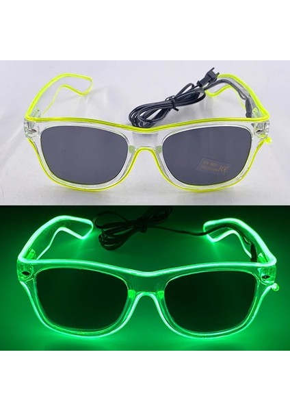 Limon Yeşili Glow Neon Rave Gözlük El Tel Yanıp Sönen LED Güneş Gözlüğü Light Up Kostümleri Glow Parti Malzemeleri Cadılar Bayramı Dekorasyon (Yurt Dışından)