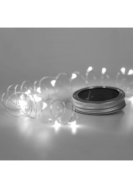 Beyaz 2 M 20 Leds Güneş Mason Kavanoz Kapağı Işıkları LED Peri Yıldız Ateşböceği Dize Kapakları Düğün Veranda Bahçe Partisi Bar Süslemeleri Için Işıklar (Kavanoz Yok) (Yurt Dışından)