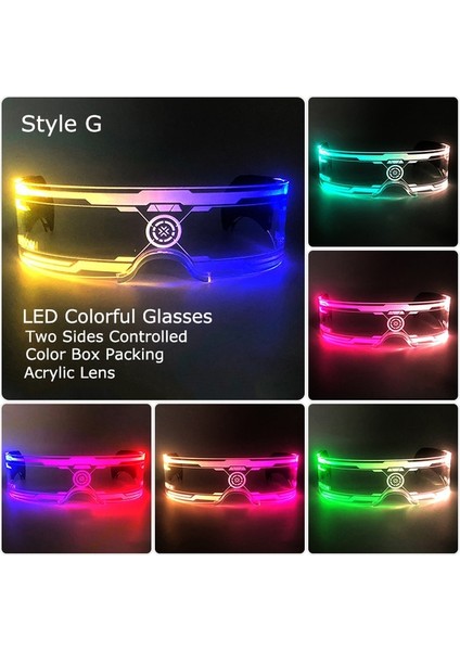 Stil G Akrilik LED Işıklı Gözlük Glow Parti Gözlüğü Neon Işık Up Visor Gözlük Dj Bar Parti Gözlük Cadılar Bayramı Noel Için (Yurt Dışından)