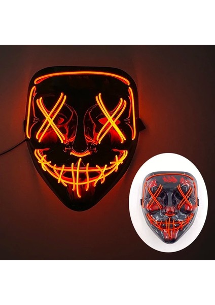 Maske 41 Parlayan Cosplay El Tel Neon Maske Korkunç Kafatası Masquerade Aydınlık Karnaval Şenlikli Parti Malzemeleri Cadılar Bayramı Için LED Tasfiye Maskesi (Yurt Dışından)
