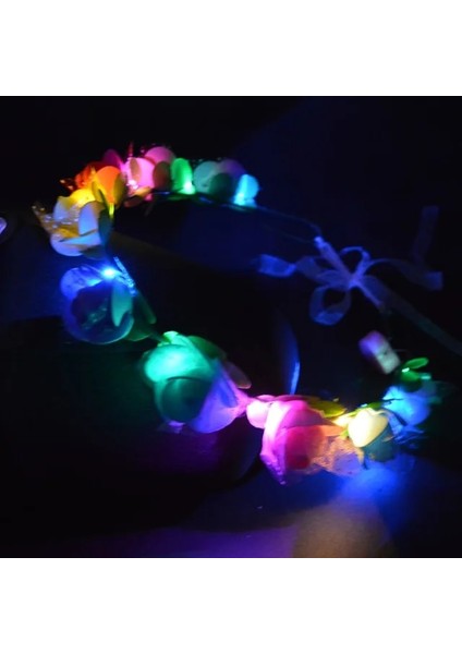 Çiçek Çelenk LED Dıy Saç Işık Dize Çiçek Çelenk Taç Yanıp Sönen Hairband Braider Dokuma Hediye Doğum Günü Kedi Tavşan Kafa Bandı Düğün (Yurt Dışından)