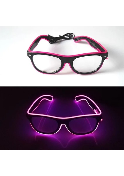 Pembe 2 Glow Neon Rave Gözlük El Tel Yanıp Sönen LED Güneş Gözlüğü Light Up Kostümleri Glow Parti Malzemeleri Cadılar Bayramı Dekorasyon (Yurt Dışından)
