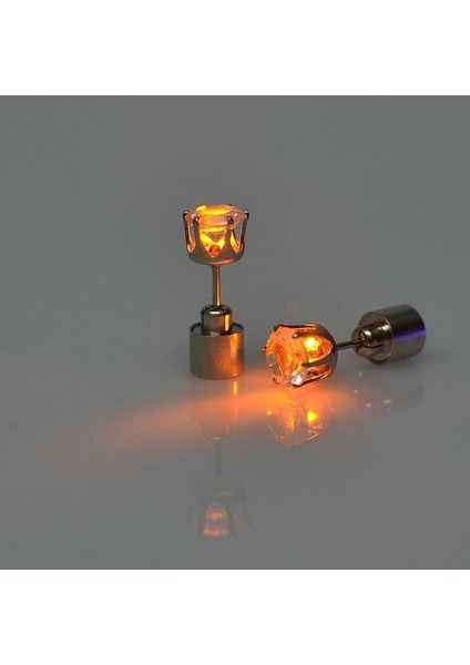 Turuncu 1 Çift Light Up LED Bling Kulak Damızlık Yüzükler Kore Flaş Zirkon Yüzükler Aksesuarları Parti Kadınlar Için Noel Yüzükler Parlak Çubuk Kolye (Yurt Dışından)