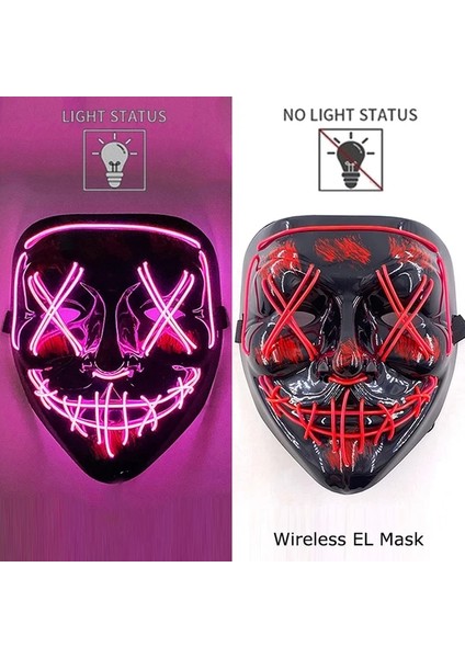 Pembe Cadılar Bayramı LED Maske Tasfiye Maskeleri Masque Masquerade Kostüm Dj Parti Işığı Yüz Maskesi Karanlıkta Glow Cadılar Bayramı Cosplay Malzemeleri (Yurt Dışından)