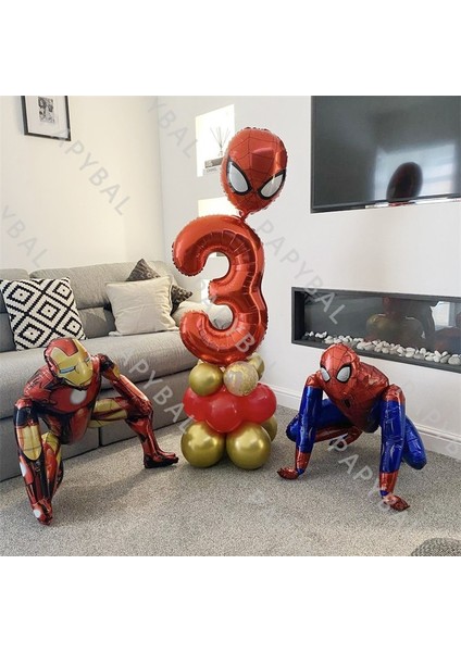 Gül Kırmızı 1 Takım Marvel Örümcek Adam Demir Adam Folyo Balon Seti 32 Inç Doğum Günü Numarası Balonlar Doğum Günü Partisi Dekor Malzemeleri Çocuk Hediyeleri (Yurt Dışından)