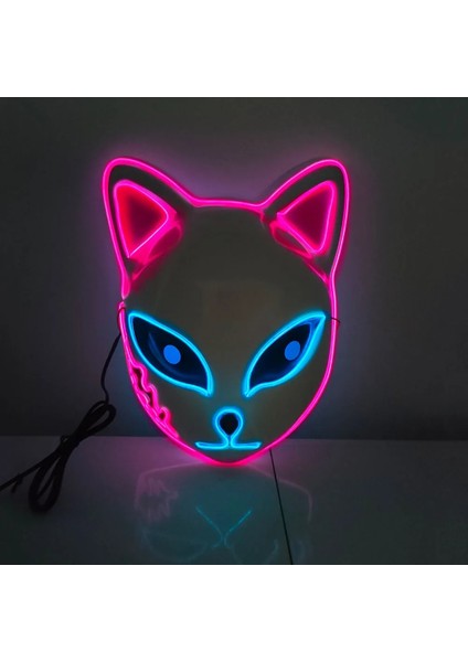 C2 Tilki Tavşan Cadılar Bayramı LED Sevimli Yüz Maskesi Parti Korku Cosplay Sahne Light Up Masque Masquerade (Yurt Dışından) indirimleri