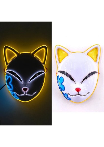 Maske 3 Yeni Tasarlanmış Parlayan Cadılar Bayramı Partisi Maskesi Yanıp Sönen LED Maskeleri El Neon Işık Cosplay Maske Kostüm Sahne Glow Parti Malzemeleri (Yurt Dışından)