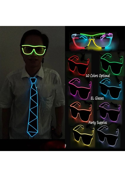 Tip 16 DC3V-SES Aktif Aydınlık Parti Panjur Gözlük El Tel Kravat Papyon LED Moda Bekarlığa Veda Partisi Güneş Gözlüğü Disco Glow Malzemeleri Için Şekilli Gözlük (Yurt Dışından)