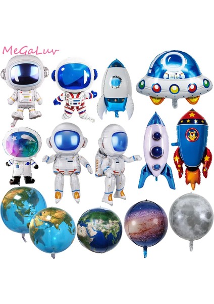 Akik 3D Astronot Roket Folyo Balonlar Düzlem Globos Uzay Gemisi Balon Dış Uzay Tema Doğum Günü Partisi Süslemeleri Çocuklar Bebek Duş (Yurt Dışından)