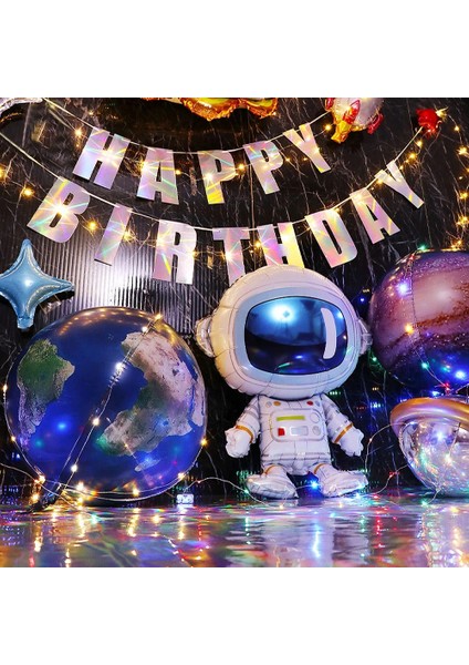 Akik 3D Astronot Roket Folyo Balonlar Düzlem Globos Uzay Gemisi Balon Dış Uzay Tema Doğum Günü Partisi Süslemeleri Çocuklar Bebek Duş (Yurt Dışından)