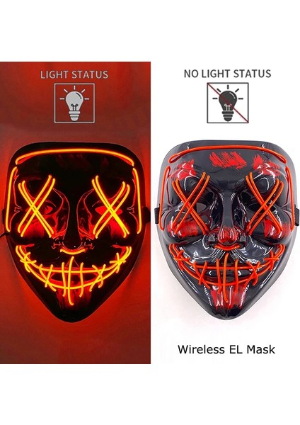 Sarı Kablosuz Cadılar Bayramı Neon LED Tasfiye Maskesi Masque Masquerade Parti Maskeleri Işık Karanlıkta Büyümek Korku Maskesi Parlayan Masker (Yurt Dışından)