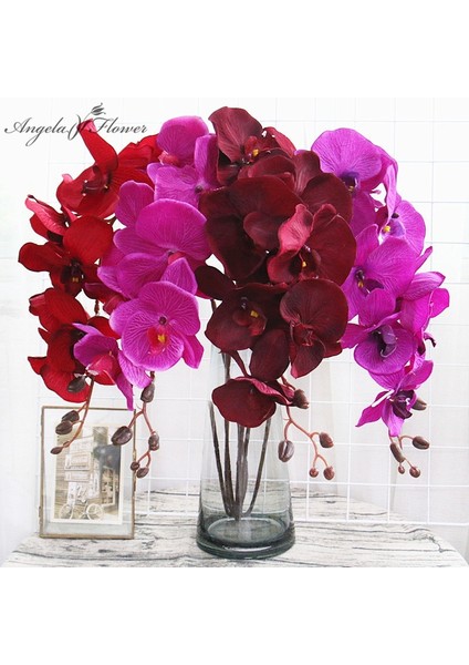 B Açık Kahve 8 Kafaları Yapay Çiçek Siyah Kelebek Orkide Ipek Beyaz Phalaenopsis Düğün Noel Ev Dekor Bahçe Saksı Sahte Bitkiler (Yurt Dışından)