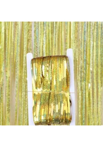Altın 1 M x 2 M Parti Zemin Perdeleri Glitter Altın Tinsel Folyo Saçak Perde Zemin Doğum Günü Düğün Hawaii Noel Partisi Dekorasyon (Yurt Dışından)