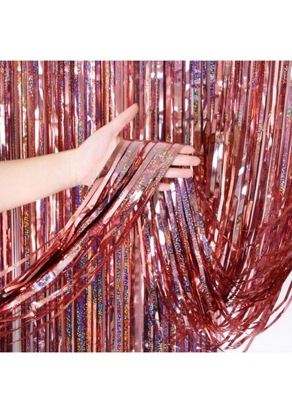 Altın 1 M x 2 M Parti Zemin Perdeleri Glitter Altın Tinsel Folyo Saçak Perde Zemin Doğum Günü Düğün Hawaii Noel Partisi Dekorasyon (Yurt Dışından)