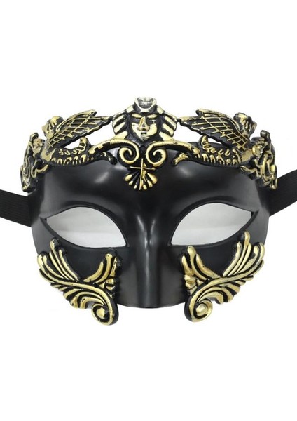 Siyah Altın Maskeli Balo Yüz Kapatma Muhteşem Sıkıntılı Cosplay Sahne Venedik Antik Yunanistan Kostüm Partisi Erkekler Yarım Yüz Cadılar Bayramı Festivali Için (Yurt Dışından)