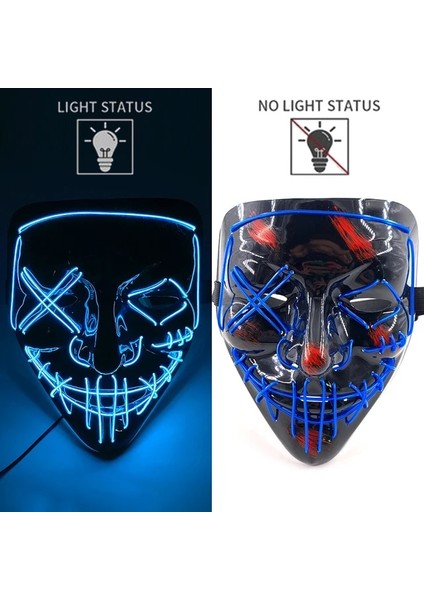 Renk 5 Korkunç Tasfiye Cadılar Bayramı Light Up Maske Festivali Masquerade Karanlıkta Parlayan LED Yüz Maskeleri Neon Parti Maskesi Cosplay Parti Dekoru (Yurt Dışından)
