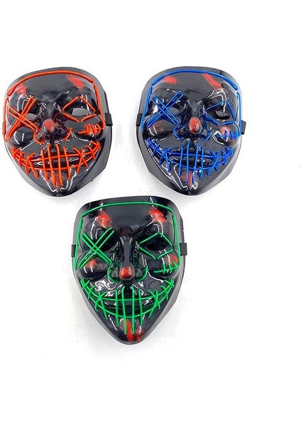 Renk 5 Korkunç Tasfiye Cadılar Bayramı Light Up Maske Festivali Masquerade Karanlıkta Parlayan LED Yüz Maskeleri Neon Parti Maskesi Cosplay Parti Dekoru (Yurt Dışından) modelleri