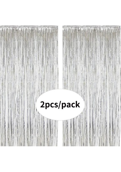 Ayna Gümüş 2 Adet/paket Doğum Günü Partisi Süslemeleri 2 M Tinsel Folyo Yağmur Perdeleri Bebek Duş Bekarlığa Veda Düğün Parti Dekorasyon Zemin (Yurt Dışından)