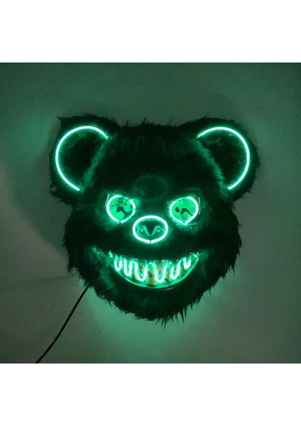 04 Karnaval Parti Sahne Üzerinde Sabit Aydınlık LED Işık Maskesi Sevimli Siyah Ayı Maskesi Festivali Cosplay Maske (Yurt Dışından)