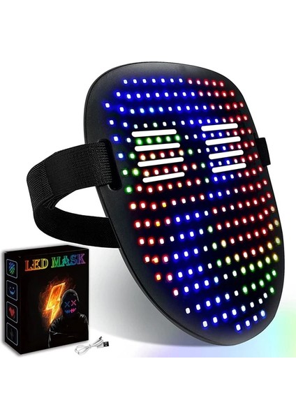 Yetişkin LED Maske LED Işıklı Maske Rgb Tam Renkli Yüz Değişen Parlayan Maske Cadılar Bayramı Noel Karnaval Kostüm Dj Işık Up Parti Cosplay (Yurt Dışından)